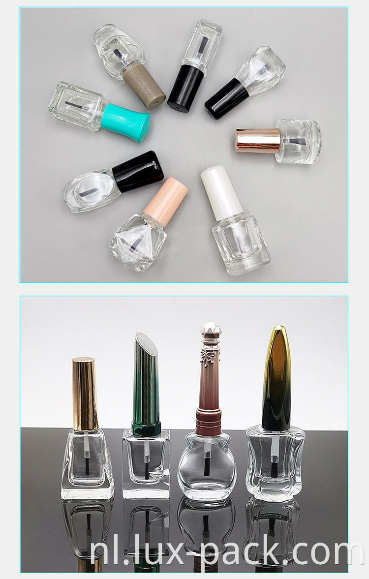 10 ml 12 ml 15 ml heldere lege nagellakfles plat vierkante nagellakfles met dop